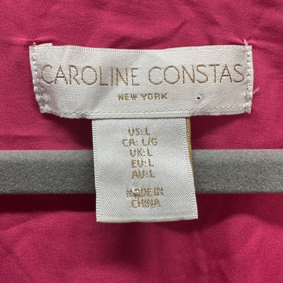 Caroline Constas Crop Top Pink Tribal Print Long Sleeve Blouse Keyhole Size L - Picture 3 of 8